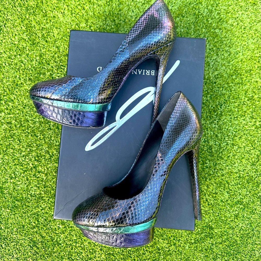 Brian Atwood Ferguson Snakeskin Heels